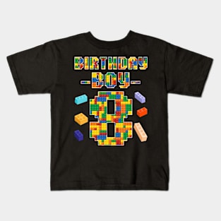 8th Birthday Building Block B-day Boy Gift For Boys Kids Kids T-Shirt